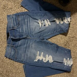 Kendall & Kylie Blue Boyfriend Jeans Distressed Style